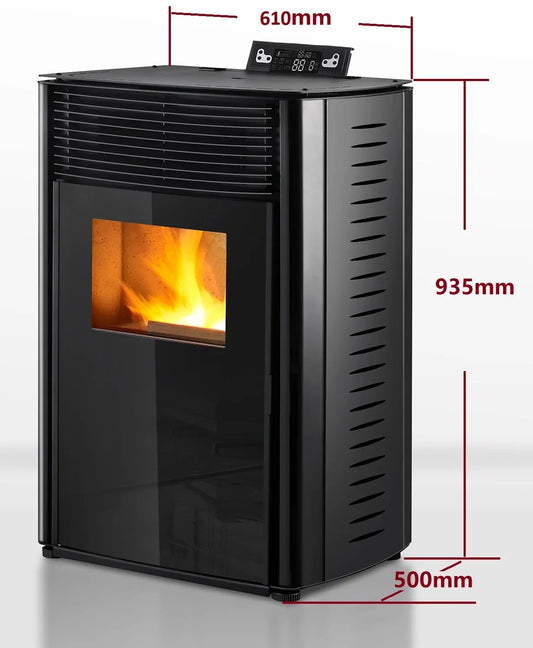 Pelletofen - 13,1 kW - für 80-100 m² - 5 Stufen - Timer - CR04 Schwarz