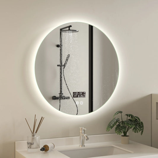 Intelligenter runder Spiegel 60 cm rahmenlos mit LED-Beleuchtung, Antibeschlag-Funktion und Wi-Fi
