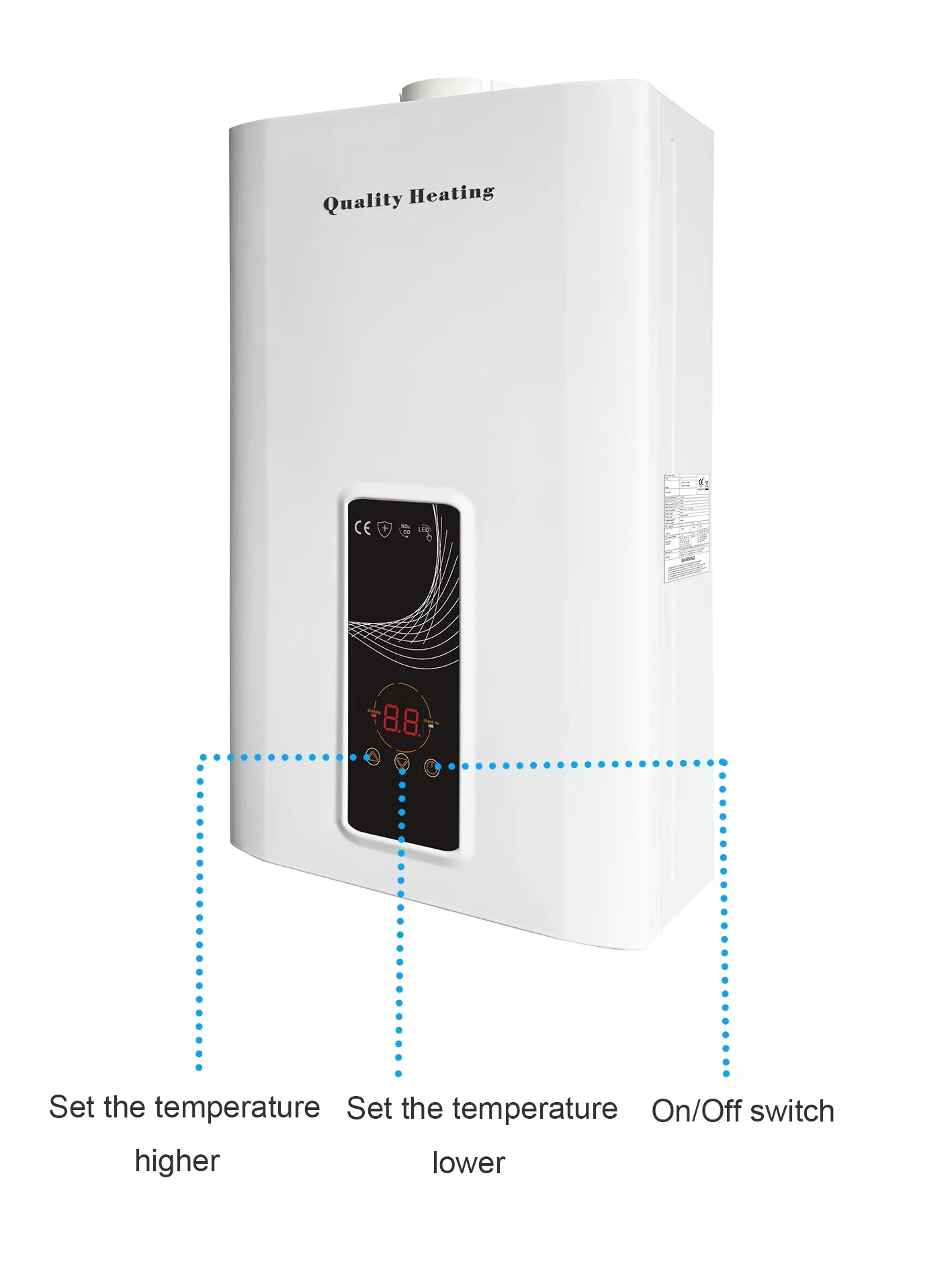 EcoTherm elektronischer Durchlauferhitzer 230 V, digital, 13 L, Low-NOx, Propan, geschlossene Kammer