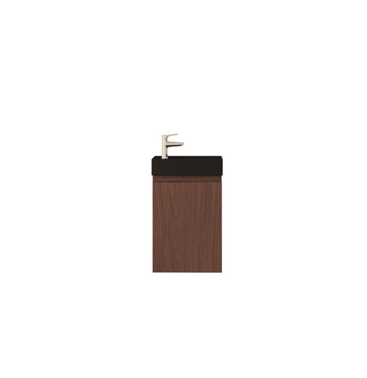 Nurion Waschtischunterschrank Jule - Waschbecken Mattschwarz und Schrank aus Eichenholz - 41 x 22,5 x 65 cm