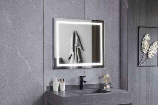 Spiegel 70 x 80 cm ohne Rahmen, eingebaute LED-Beleuchtung und Antibeschlag-Funktion