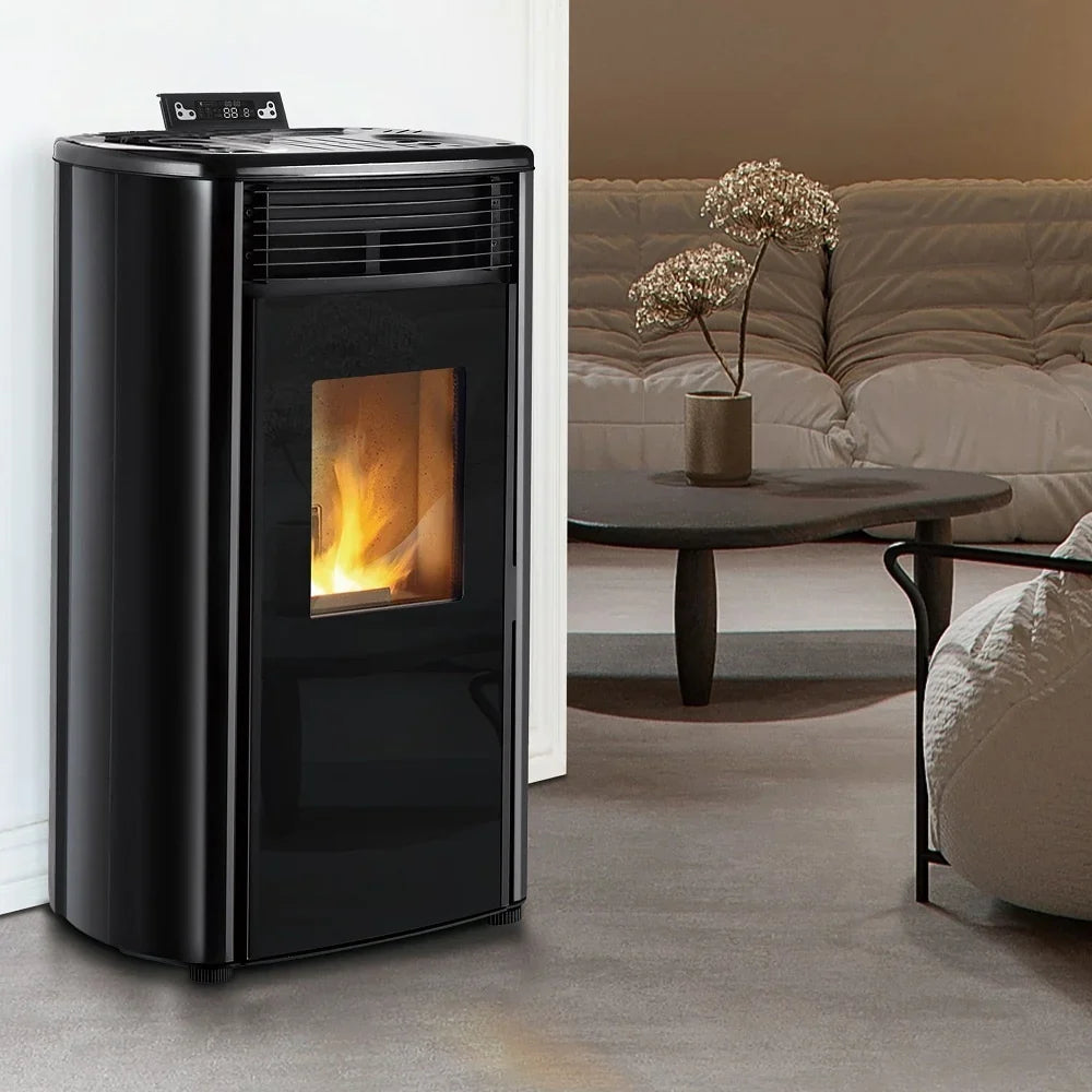 Pelletofen - 9,9 kW - für 80-100 m² - 5 Stufen - Timer - CR9 - Doppeltür