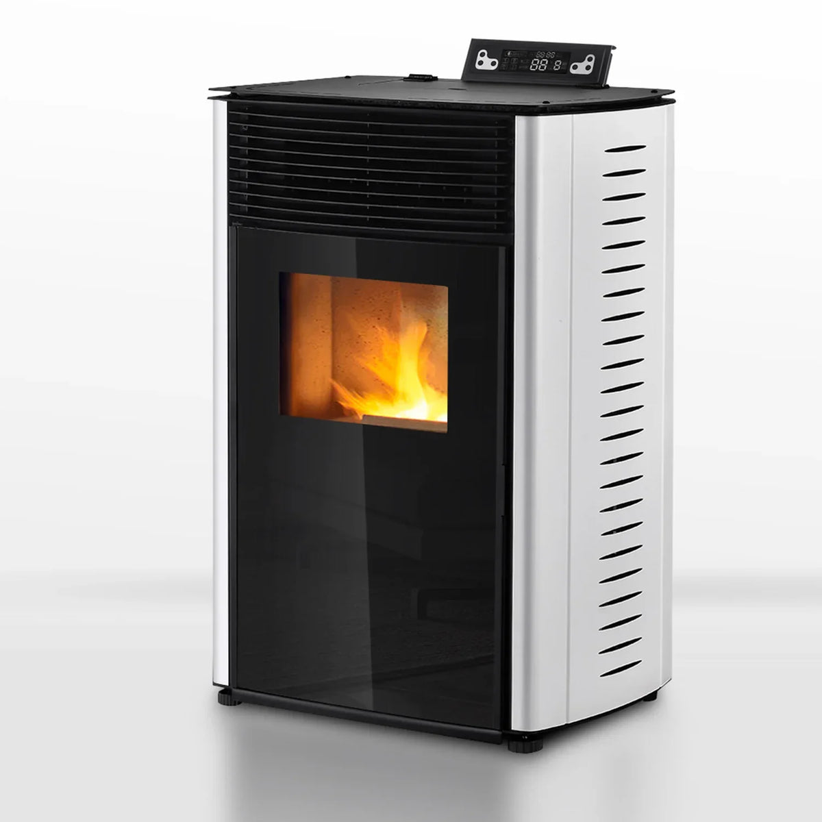Pelletofen - 13,1 kW - für 80-100 m² - 5 Stufen - Timer - CR04 Weiß