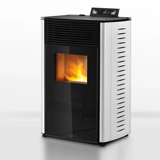 Pelletofen - 13,1 kW - für 80-100 m² - 5 Stufen - Timer - CR04 Weiß