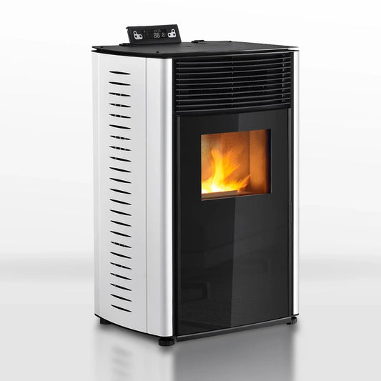 Pelletofen - 13,1 kW - für 80-100 m² - 5 Stufen - Timer - CR04 Weiß