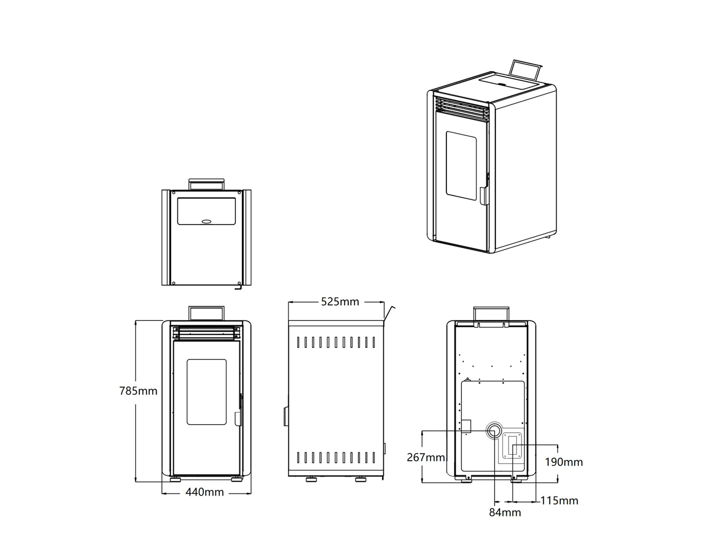 Pelletofen - 6 kW - für 40-60 m² - 5 Stufen - Timer - CR10-2