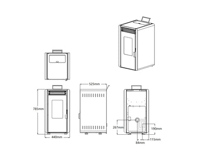 Pelletofen - 6 kW - für 40-60 m² - 5 Stufen - Timer - CR10-2