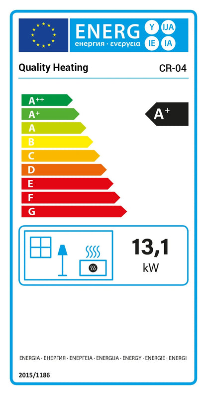 Pelletofen - 13,1 kW - für 80-100 m² - 5 Stufen - Timer - CR04 Schwarz
