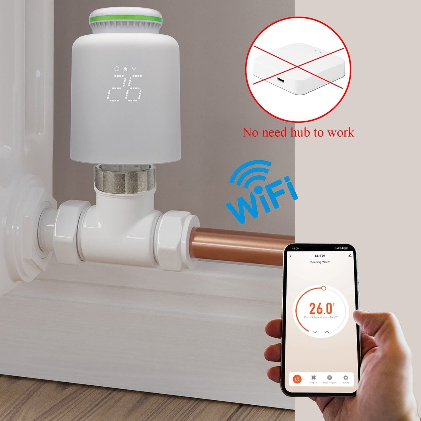 WiFi-Thermostatkopf für Heizkörper