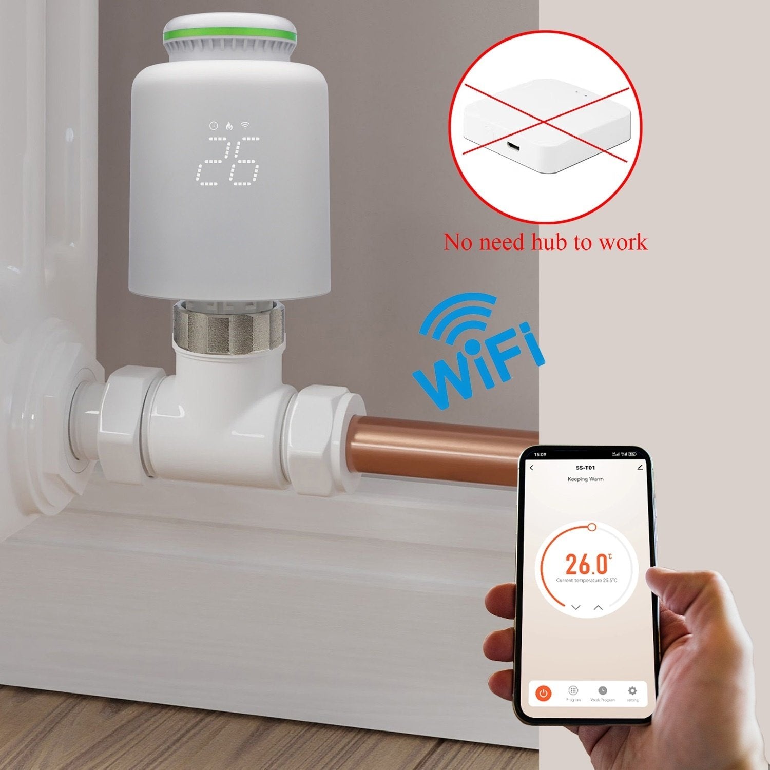WiFi-Thermostatkopf für Heizkörper