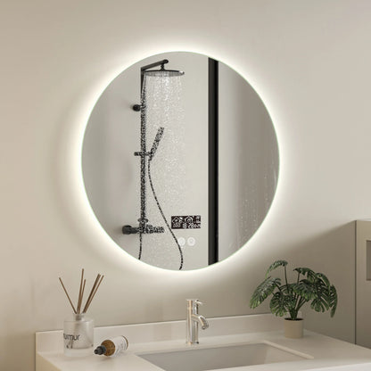 Intelligenter runder Spiegel 60 cm rahmenlos mit LED-Beleuchtung, Antibeschlag-Funktion und Wi-Fi