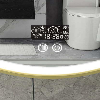Intelligenter runder Spiegel 80 cm goldener Rahmen mit LED-Beleuchtung, Antibeschlag-Funktion und Wi-Fi