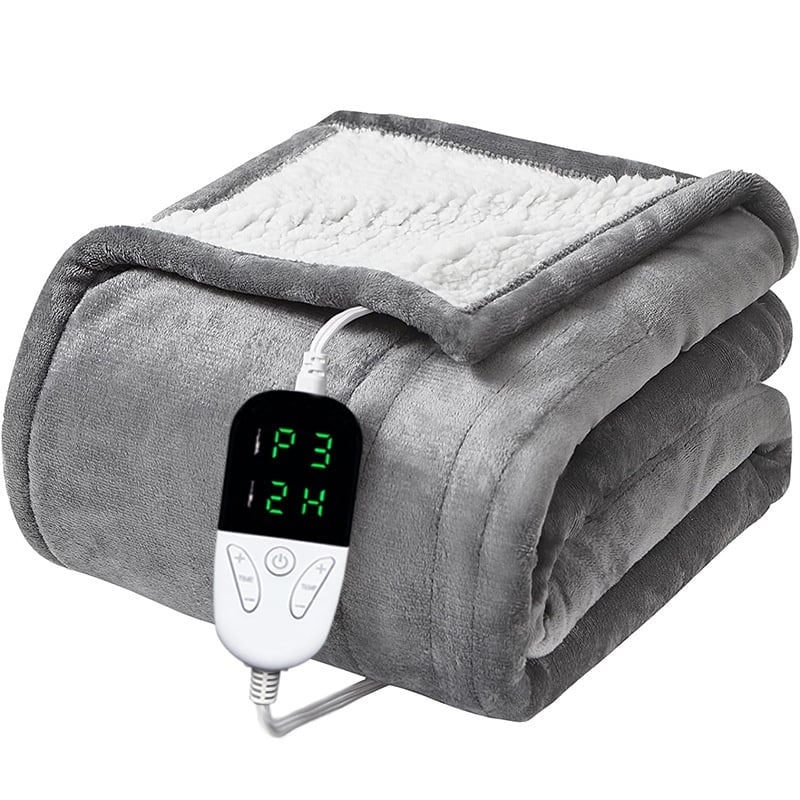 Elektrische Heizdecke - Heizdecke - 1 Person - 180x150 cm - Fleece - Grau