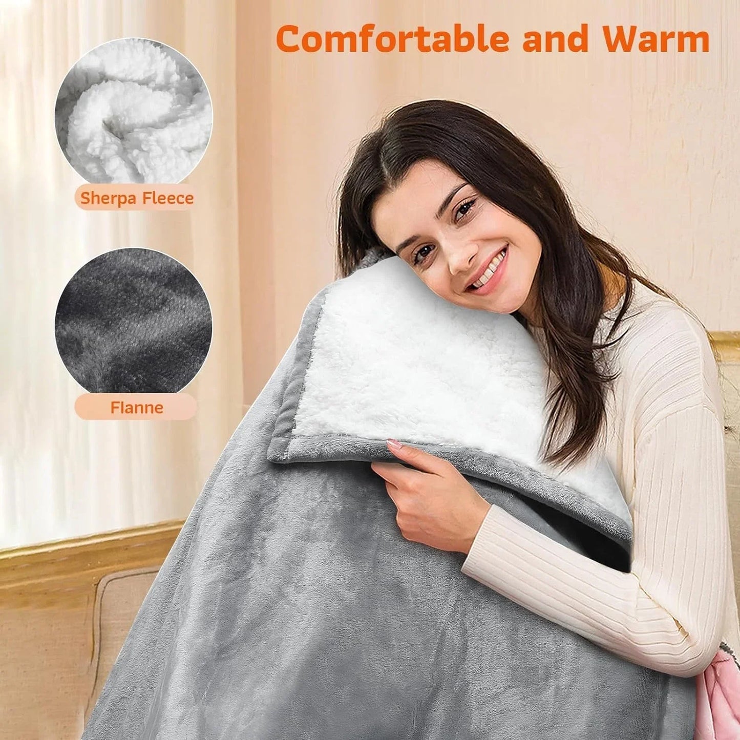 Elektrische Heizdecke - Heizdecke - 1 Person - 180x150 cm - Fleece - Grau