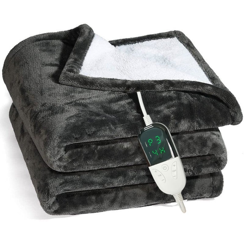 Elektrische Umschlagdecke - Wärmedecke - 1 Person - 180x150 cm - Fleece - schwarz -