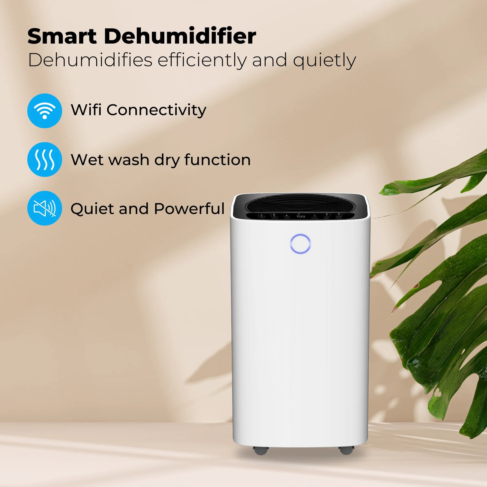 Intelligenter Luftentfeuchter kompakt 12 Liter WiFi mit Aktivkohlefilter
