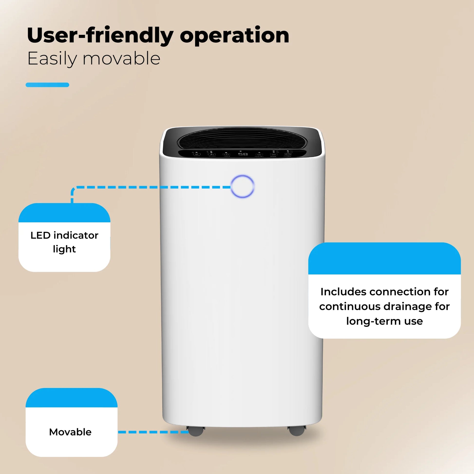 Intelligenter Luftentfeuchter kompakt 12 Liter WiFi mit Aktivkohlefilter