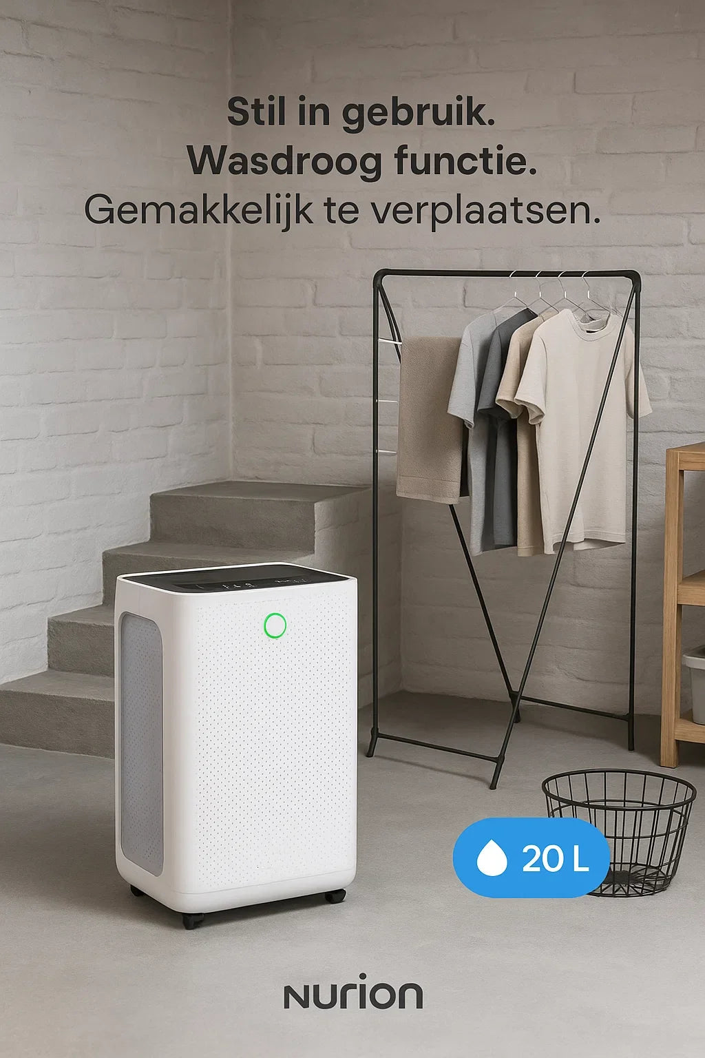 Intelligenter Luftentfeuchter kompakt 20 Liter WiFi mit Aktivkohlefilter