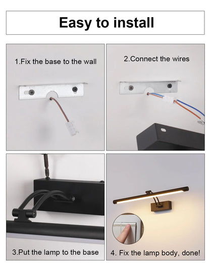 Regelbare schwarze LED-Spiegelleuchte