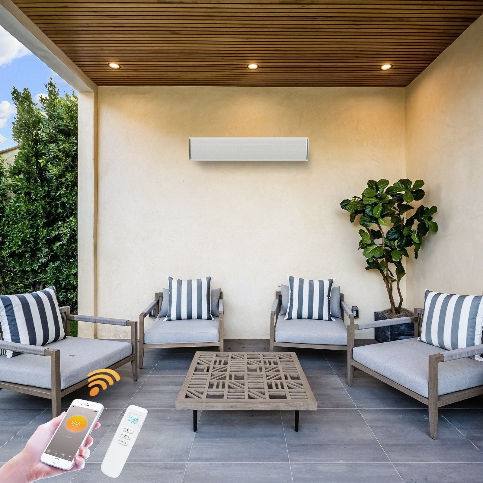 Infrarot-Terrassenheizstrahler Whitewarm WiFi 1.800 - 2.400 Watt