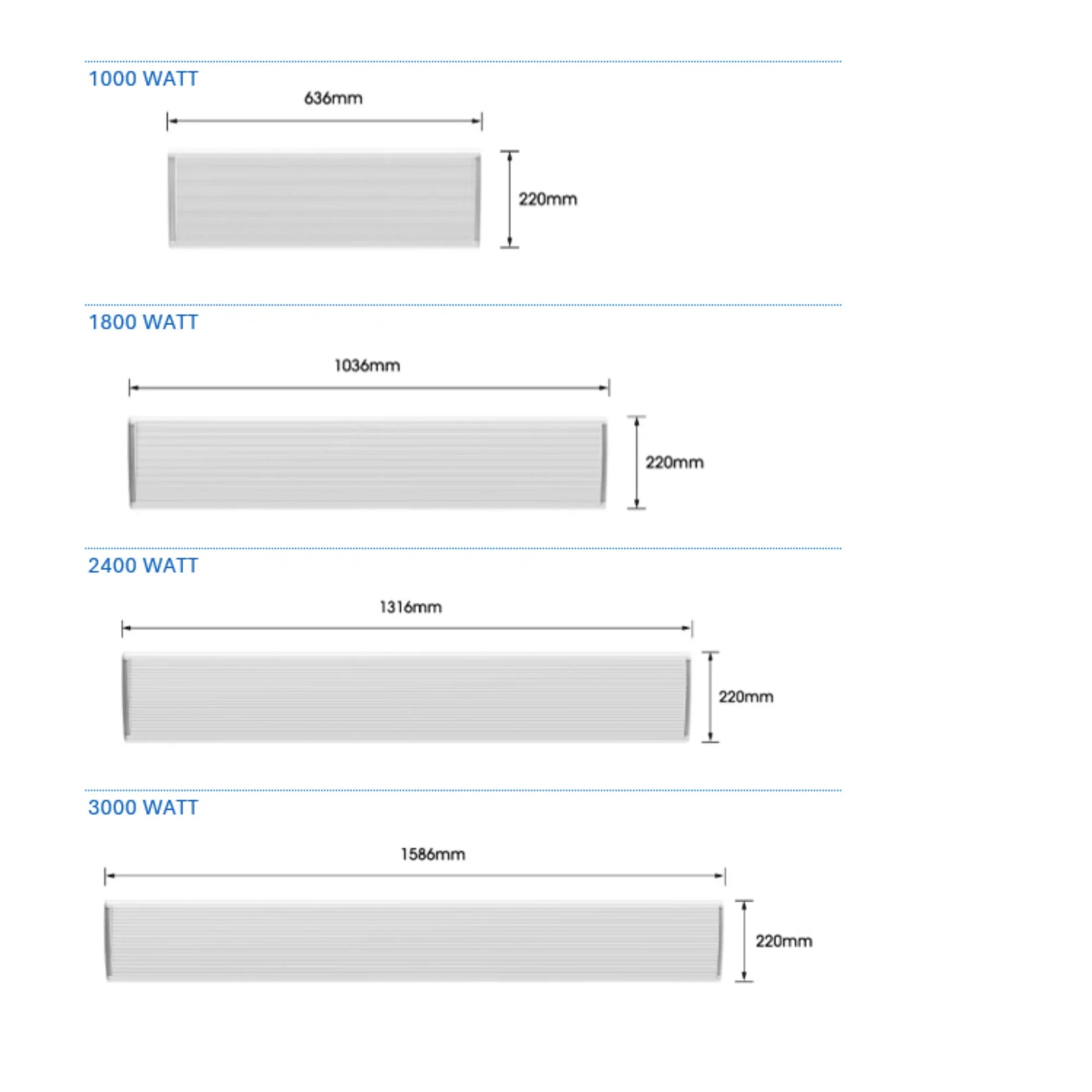 Infrarot-Terrassenheizstrahler Whitewarm WiFi 1.800 - 2.400 Watt