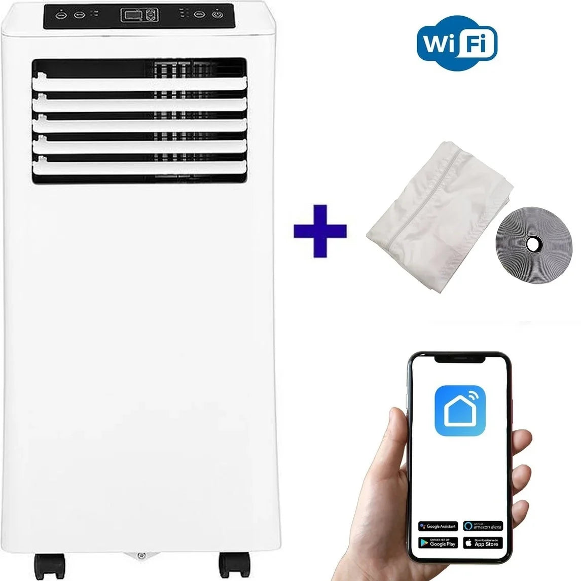 Mobile Wi-Fi-Klimaanlage: entfeuchtet und belüftet mit Fensterabdichtungsset und Luftreiniger 7.000 BTU