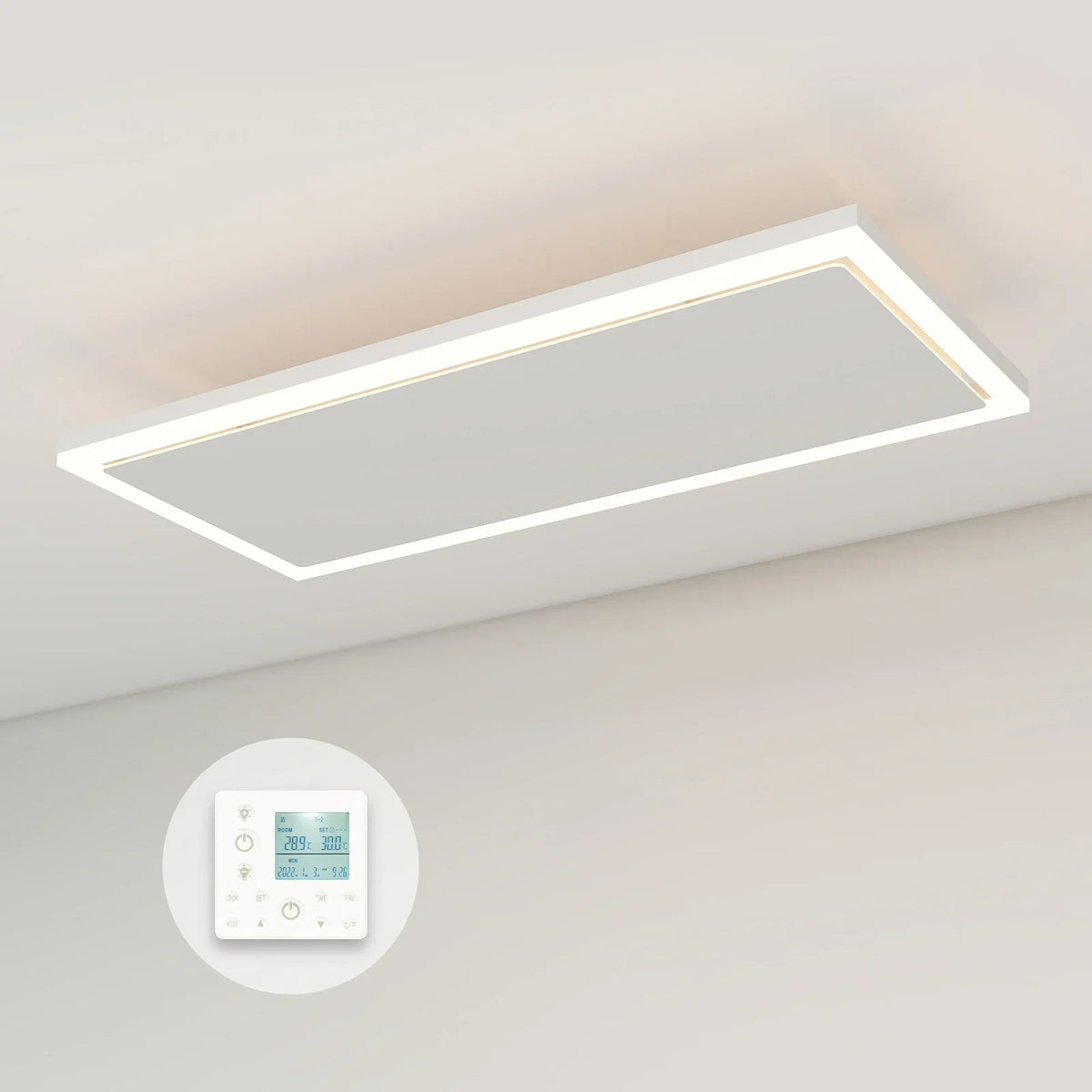 Artikel zweite Wahl - Serie QH-InfraGlow Infrarotpaneel mit LED-Beleuchtung 135x39 cm 1.700 W - Standard