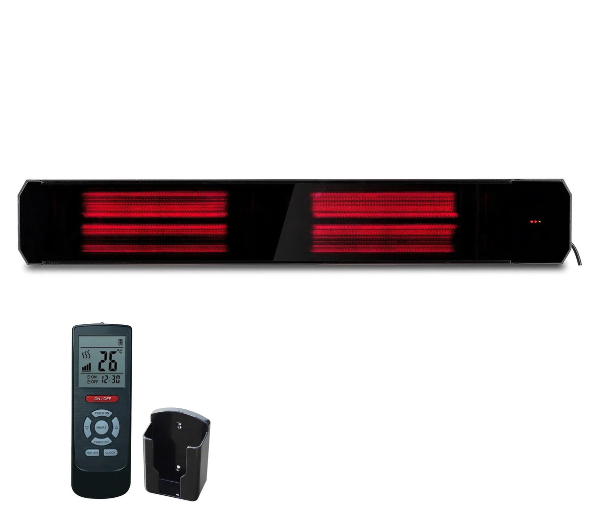 Zweite Wahl - Infrarot-Terrassenheizung Calore Black Heater regelbar mit 1.600 - 3.200 Watt - 2.200 Watt 1160*180*77 mm