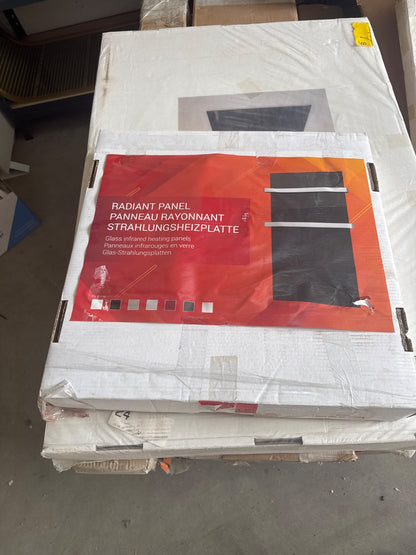 Zweite Wahl - Ecosun GS-Serie Infrarotpaneele weiß oder schwarz, Wand- oder Deckenmontage - Abmessungen: 60 x 60 cm, 300 Watt; Ausführung: Weißglas; Handtuchhalter: Ohne Handtuchhalter und Zubehör (nur das Paneel)