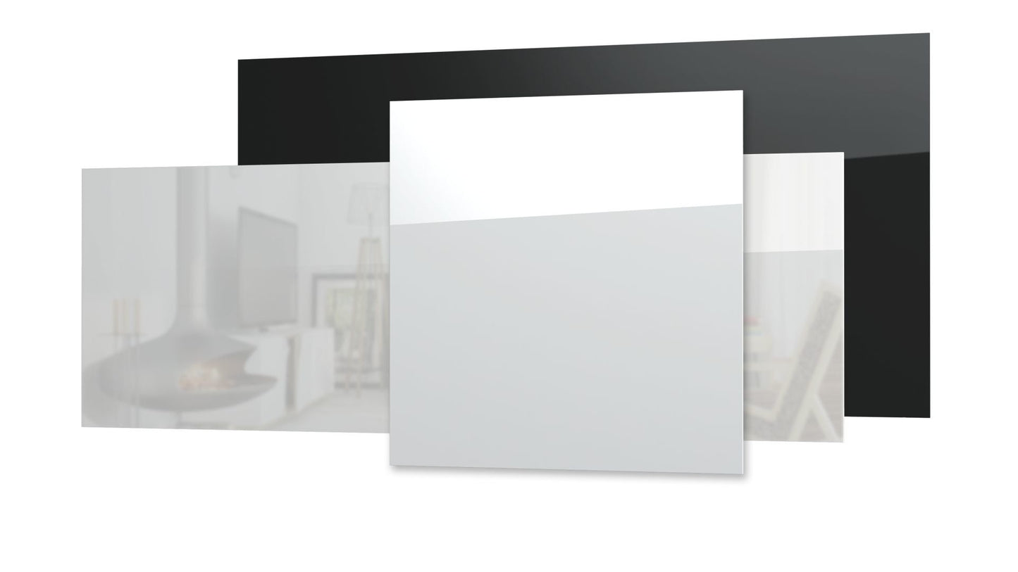 Zweite Wahl - Ecosun GS-Serie Infrarotpaneele weiß oder schwarz, Wand- oder Deckenmontage - Abmessungen: 120 x 80 cm, 850 Watt; Ausführung: Schwarzglas; Handtuchhalter: Einzeln mit seitlichen Abdeckleisten