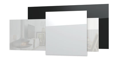 Zweite Wahl - Ecosun GS-Serie Infrarotpaneele weiß oder schwarz, Wand- oder Deckenmontage - Abmessungen: 120 x 80 cm, 850 Watt; Ausführung: Schwarzglas; Handtuchhalter: Einzeln mit seitlichen Abdeckleisten