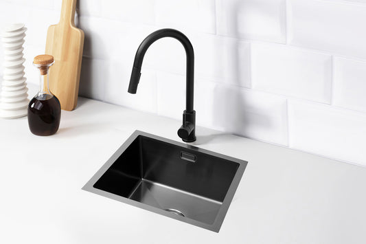 Zweite Wahl - Nurion Spüle Black Metal 44,5 x 34,5 – Küchenspüle - Küchenspülen – Spülbecken Küche - ohne Wasserhahnloch Edelstahl - Default