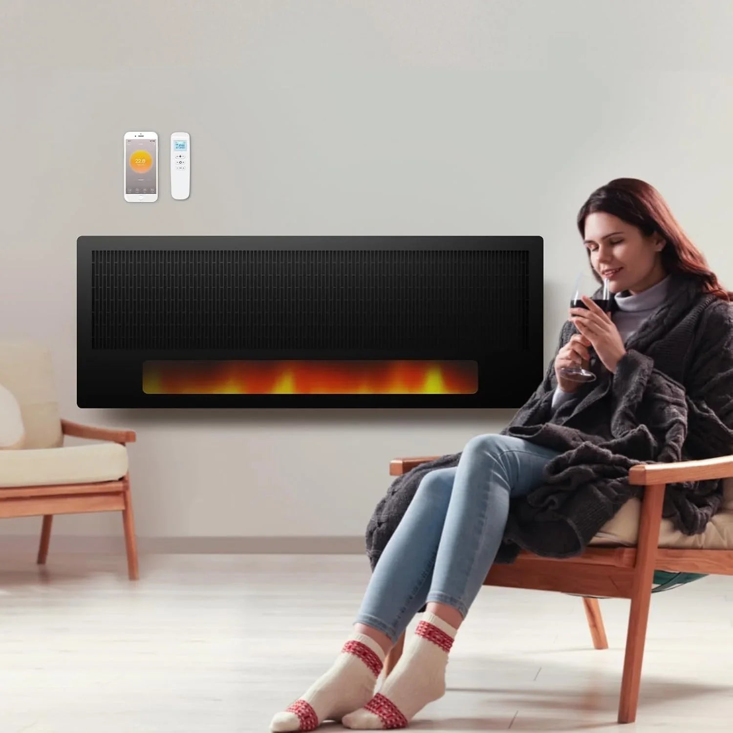 Zweite Wahl - Flamara Infrarotpaneel Kaminoptik LED 2.100 Watt - Default
