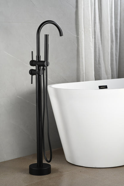 Tweedekans - Vrijstaande badmengkraan – inclusief handdouche – mat zwart - Default