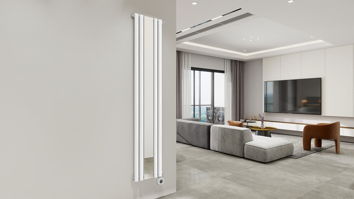 Tweedekans - Elektrische radiator verticaal wit met spiegel 1200Watt NeoTherm - Default