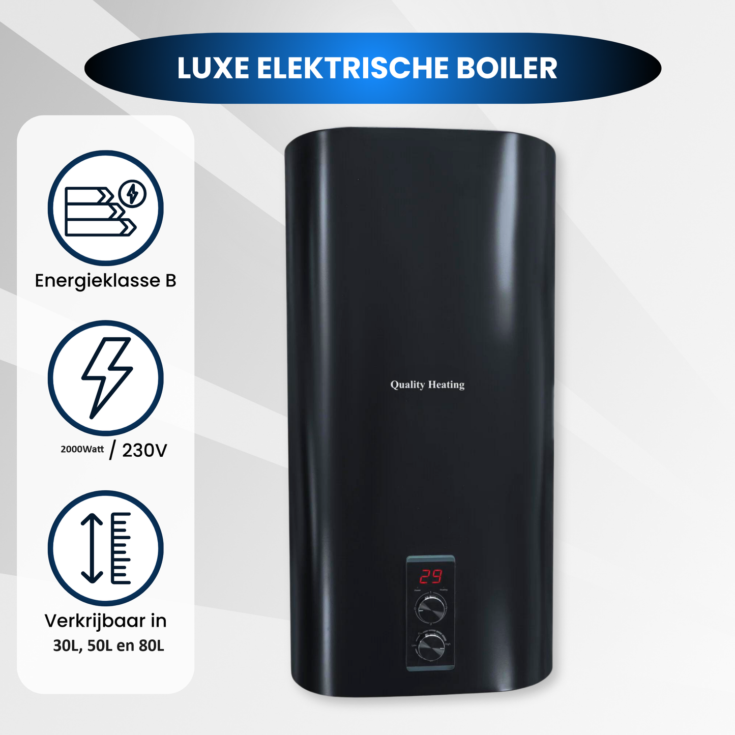 Elektrischer Warmwasserspeicher mit Doppeltank QH 80 Liter mit Digitalsteuerung