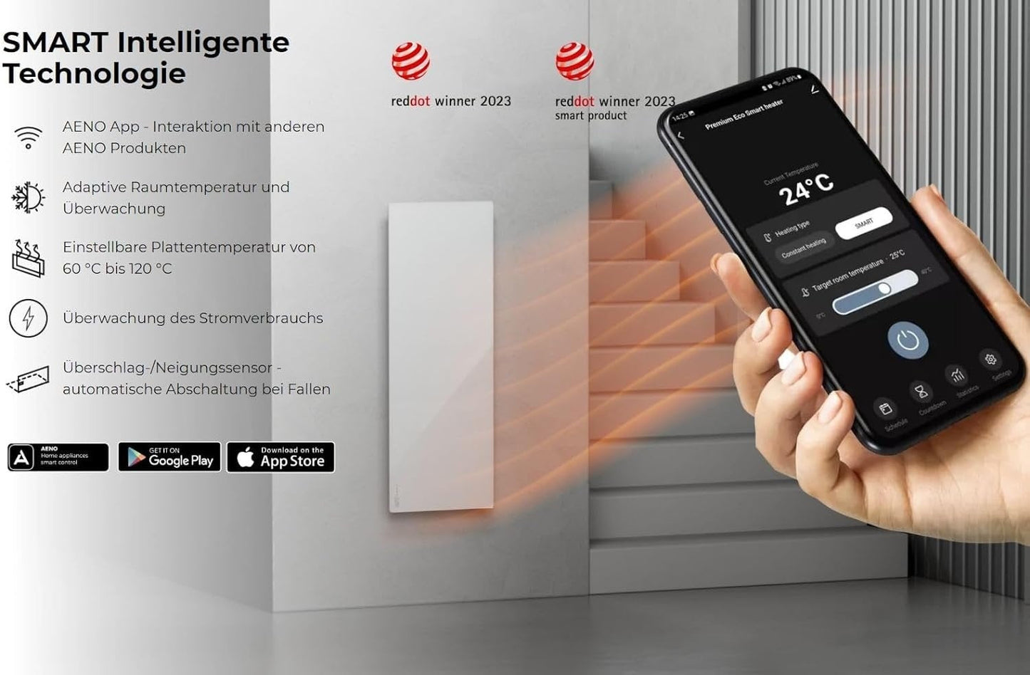 AENO GH4S intelligentes Infrarot-Heizpaneel WIFI - 700 Watt