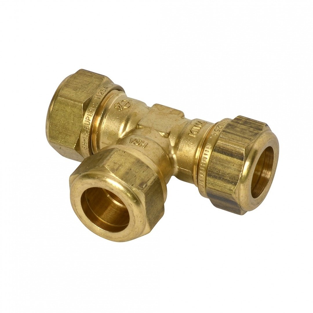 Bonfix® T-Stück Messing 90°, 3x Klemmverschraubung, 15 mm
