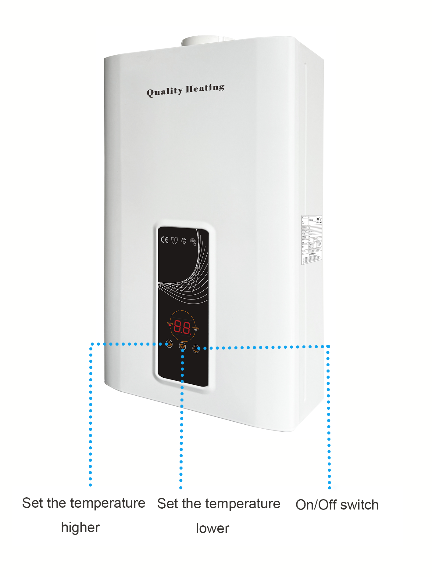 EcoTherm elektronischer Warmwasserspeicher 230 V digital 13 L Low NOx Propan mit geschlossener Kammer