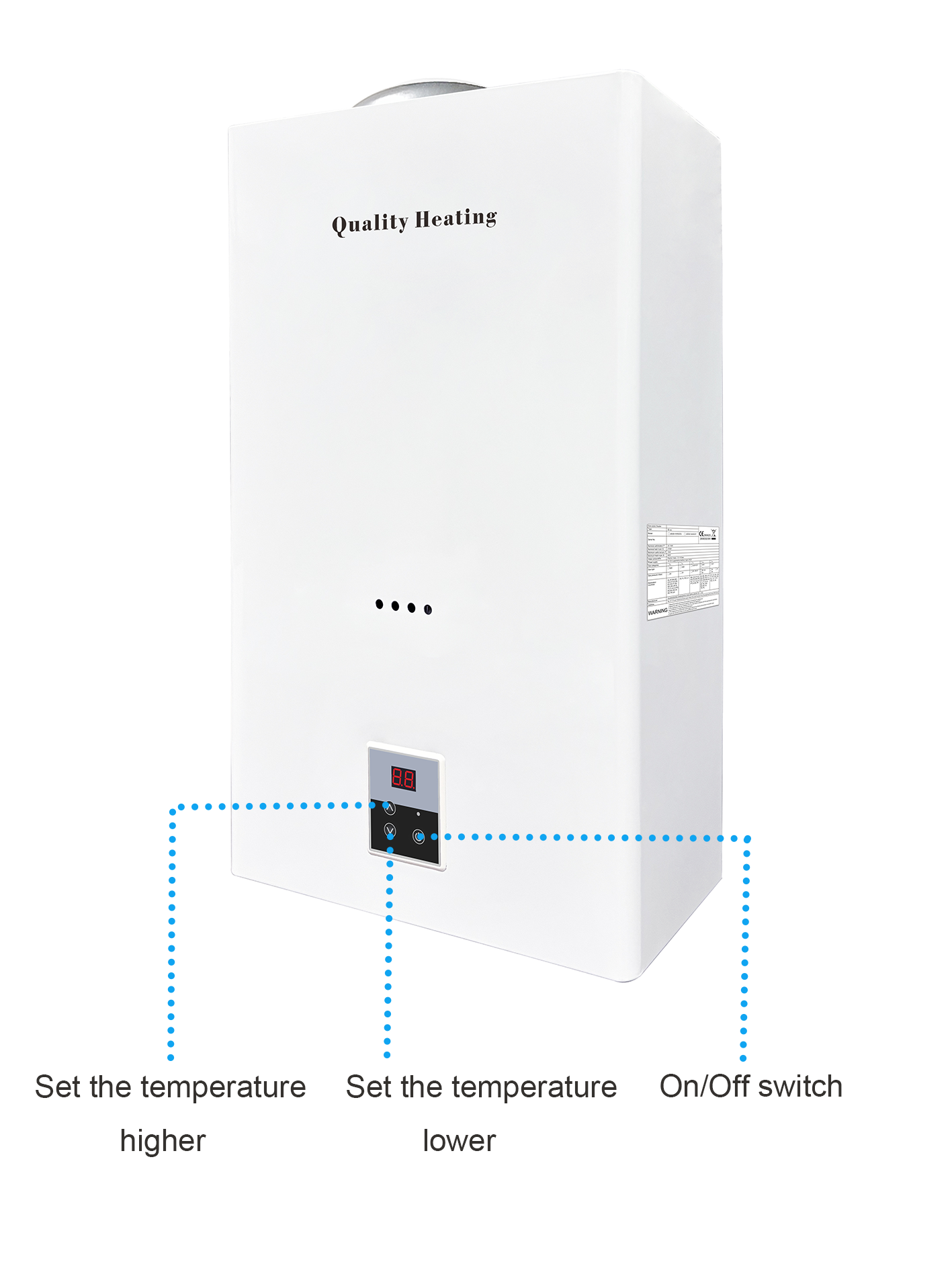 EcoTherm elektronischer digitaler Warmwasserspeicher 14 L Low NOx Propan mit offener Kammer
