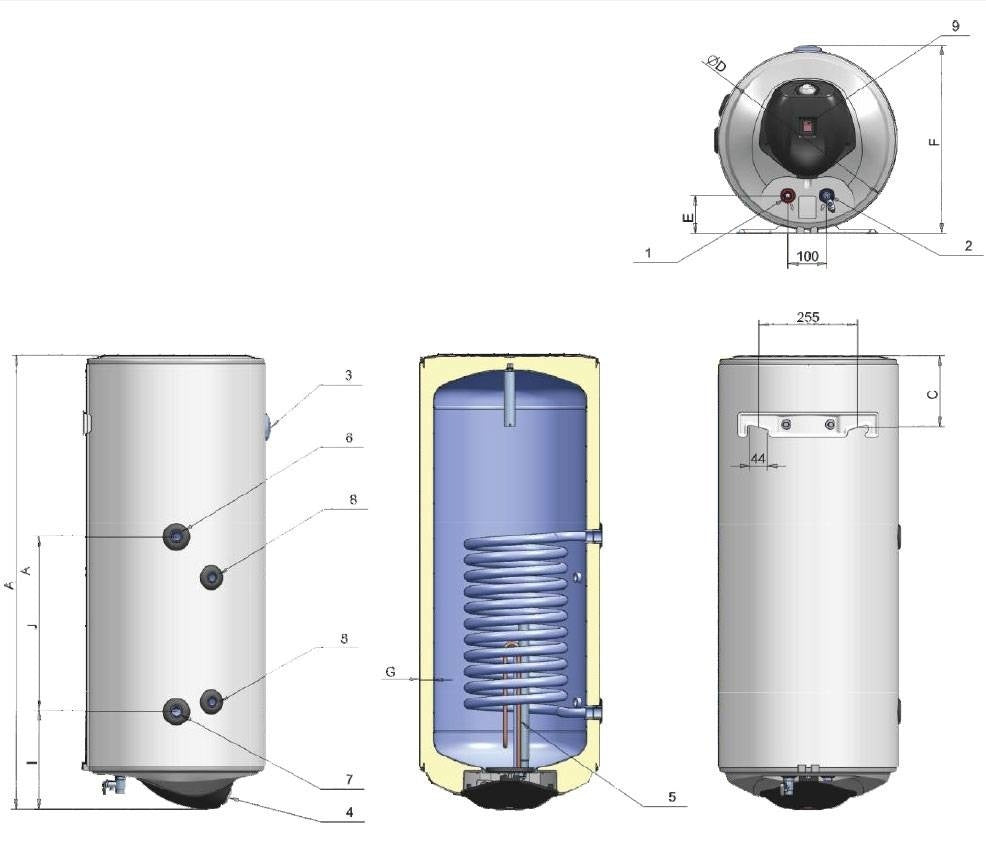 ELDOM Green Line 80-Liter Boiler mit 1 Wärmeaustauscher