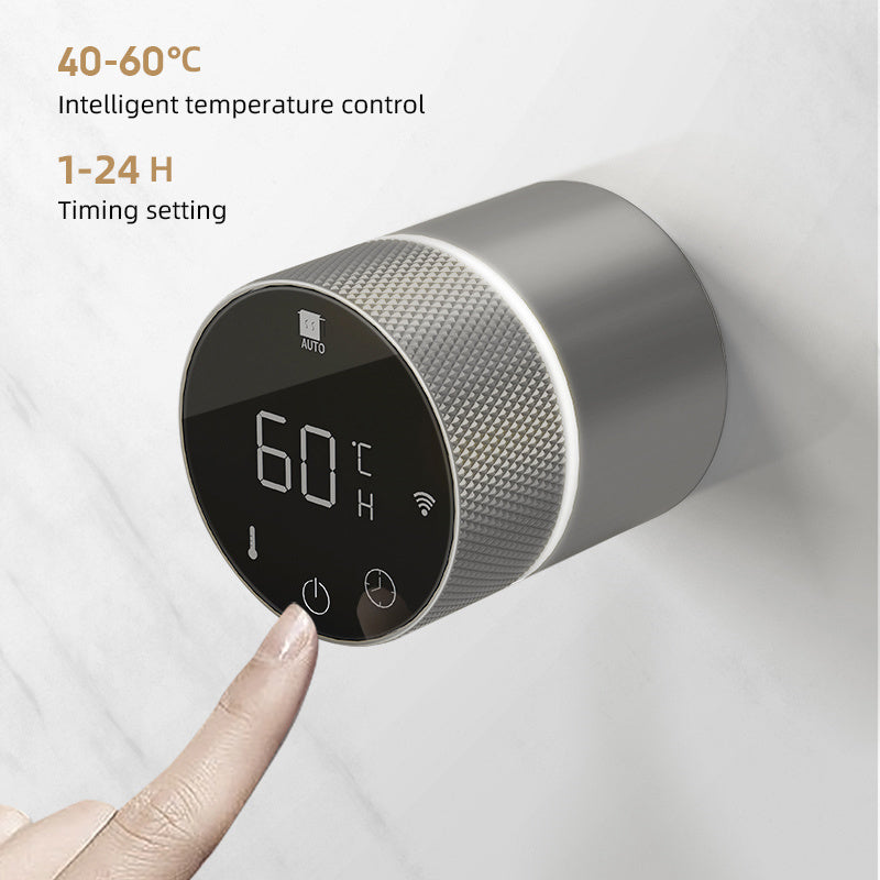 Elektrischer Handtuchheizkörper in Metalloptik mit Thermostat