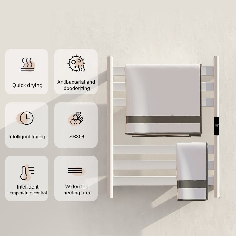 Elektrischer Handtuchheizkörper Weiß mit Thermostat A-CS06G-W