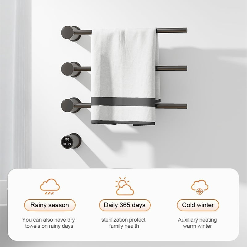 Elektrischer Handtuchheizkörper Schwarz mit Thermostat L-SR0003-B