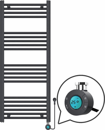 Elektrischer Handtuchheizkörper mit digitalem Thermostat - Badheizkörper - 1200 × 500 mm - Mattschwarz - 500 Watt