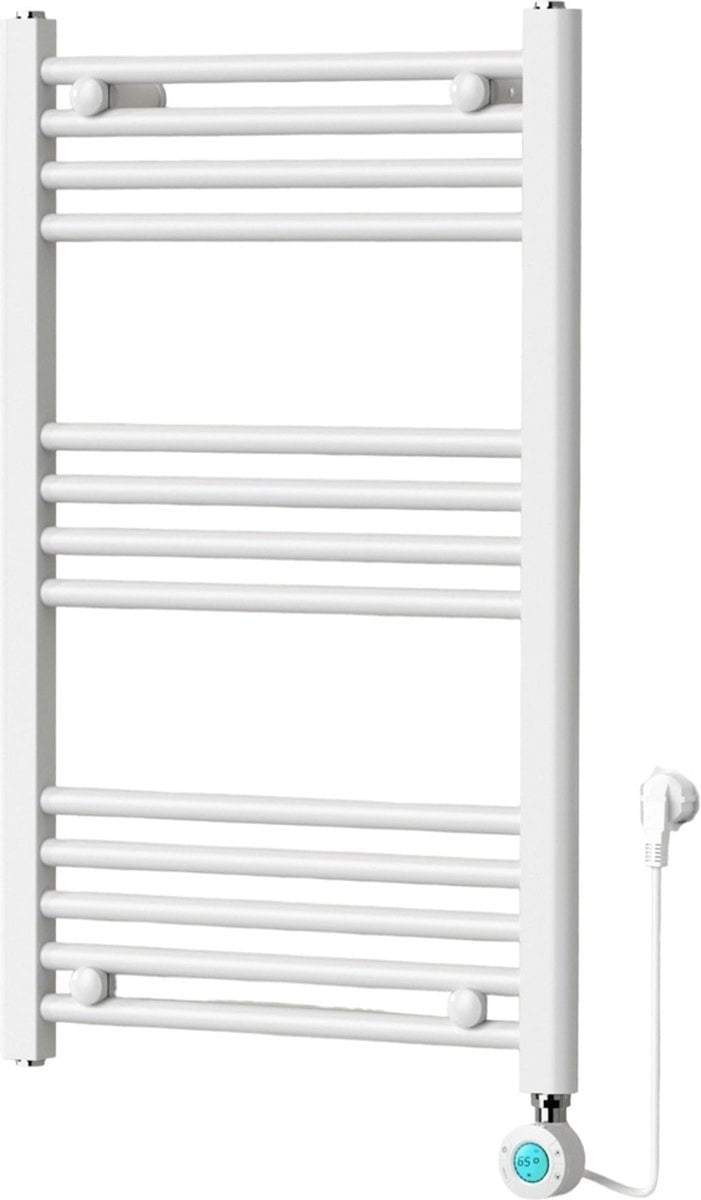 Elektrischer Handtuchheizkörper mit digitalem Thermostat - Badheizkörper - 800 × 500 mm - Mattweiß - 300 Watt