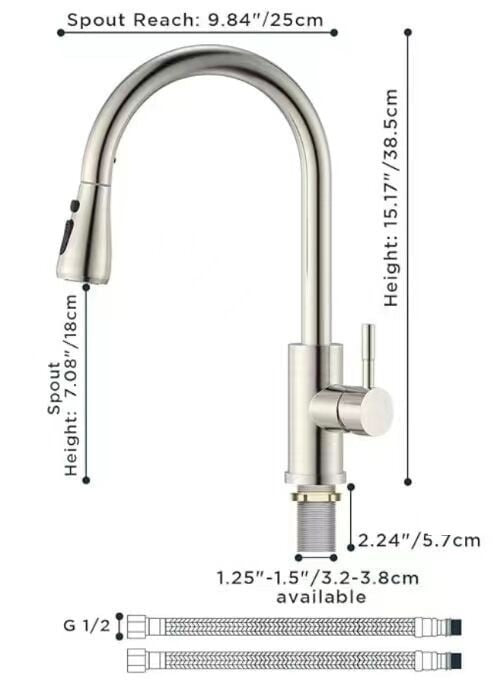 Küchenarmatur Nurion Silber mit Auslauf