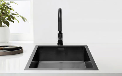 Spüle Nurion Black Metal 44,5 x 34,5 – Küchenspüle - Küchenspülen – Spülbecken - ohne Hahnloch, Edelstahl