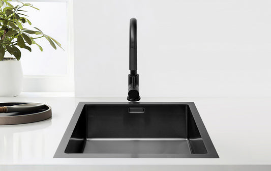 Spüle Nurion Black Metal 44,5 x 34,5 – Küchenspüle - Küchenspülen – Spülbecken - ohne Hahnloch, Edelstahl