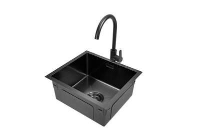 Spüle Nurion Black Metal 44,5 x 34,5 – Küchenspüle - Küchenspülen – Spülbecken - ohne Hahnloch, Edelstahl